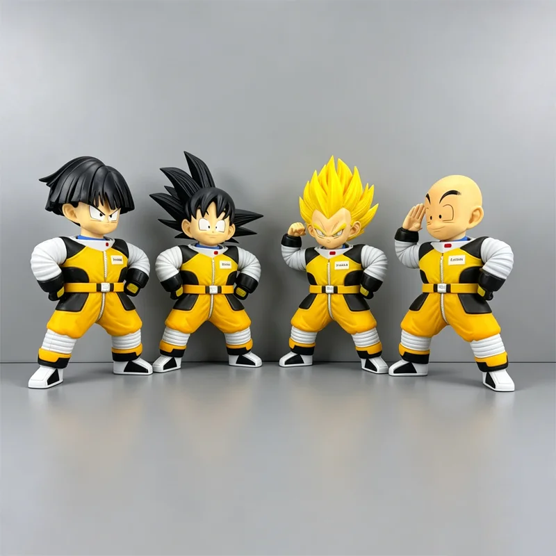 Dragon Ball Anime-Figur, PVC, Q-Version, Raumanzug, Goku, Krillin, Sammlermodell, Desktop-Ornament für Anime-Fans, trendiges Spielzeug, Geschenk