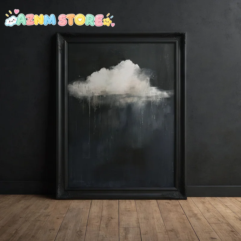 2D Flat 2027   Gothic Abstract Cloud Canvas Art Print - Vintage Dark Academia Style, Moody Farmhouse Decor, Frameless Wall Ar