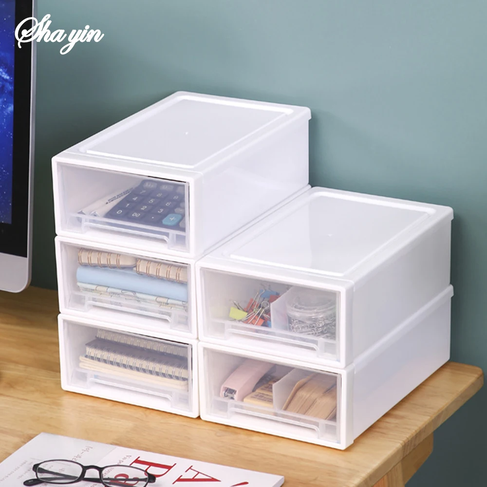 1PC Compact Drawer-Style Office Dormitory Makeup Table Dust-Proof Organizing Box Storage Box Can Be Stacked image 2