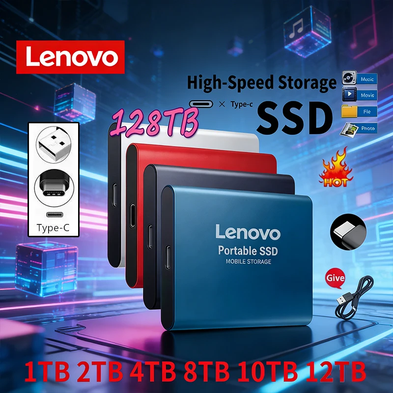 

Внешний портативный SSD-накопитель Lenovo 2026 высокоскоростной 2,5-дюймовый USB3.1 для ноутбуков и PS4 — доступны варианты 500 ГБ/2 ТБ/4 ТБ/8 ТБ