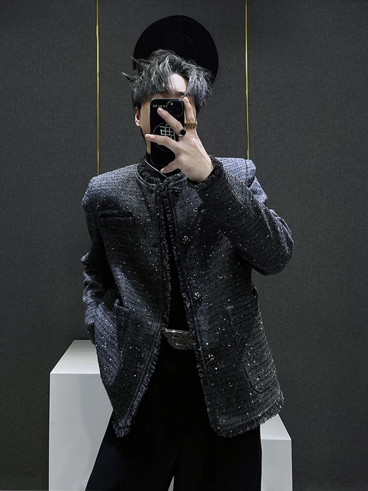 

ort Men's Jaet Asymmetrical Hemline Fraant Sle Korean Loose Fit Youthful Autumn Outerwear Anti-Wrinkle