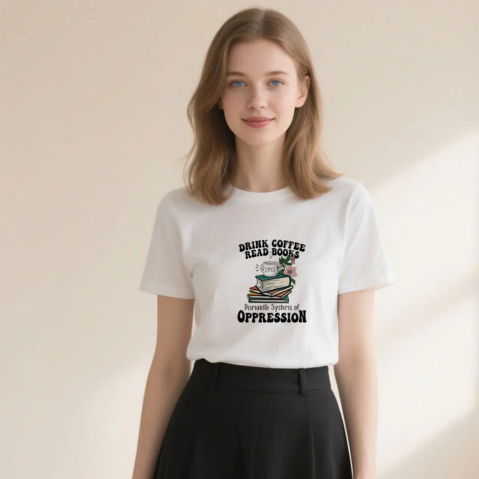 موضوع قراءة ملصق فينيل نابض بالحياة مع رف كتب كرتوني على شكل تنين وتصميم قهوة الشاي للملابس اليدوية #4