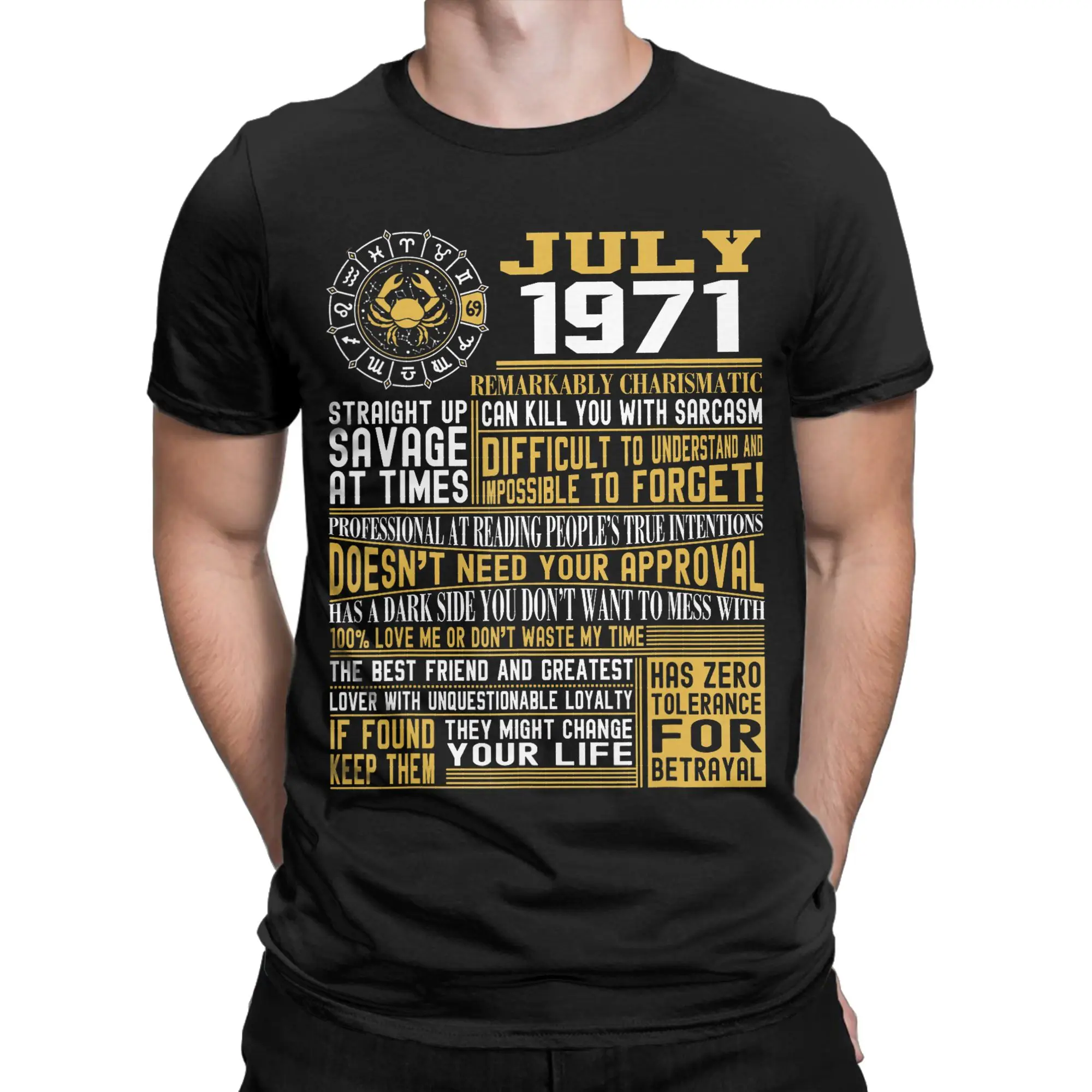 Men Women T-Shirts Best Born in July 1971 Humor Cotton Tees Short Sleeve 55th Birthday T Shirts Crew Neck Clothes 4XL 5XL