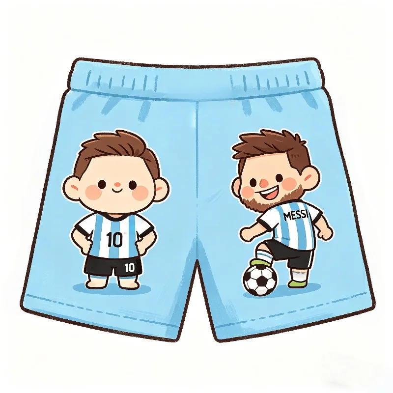 Summer Super Cute # 10 Messi Blue and White Striped Football Shorts for Adults Children Leisure Sports Daily Exercise Shorts