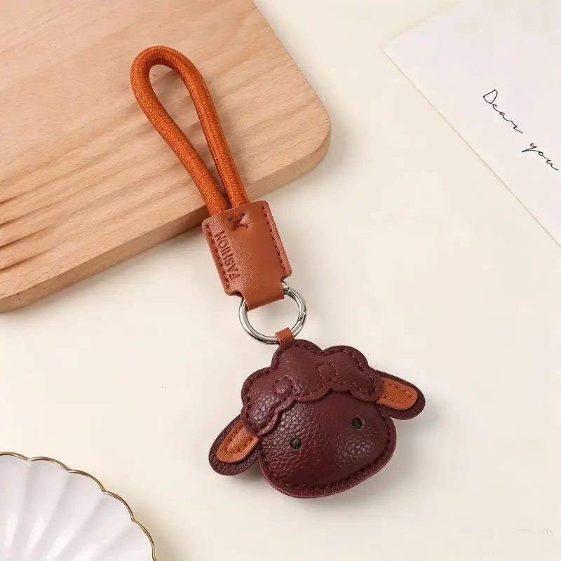 Schaf-förmiger Schlüsselanhänger aus PU-Leder, robustes, verschleißfestes Handgelenksband für Autoschlüssel, Handtaschenanhänger, Geschenk für Frauen – Detail 3