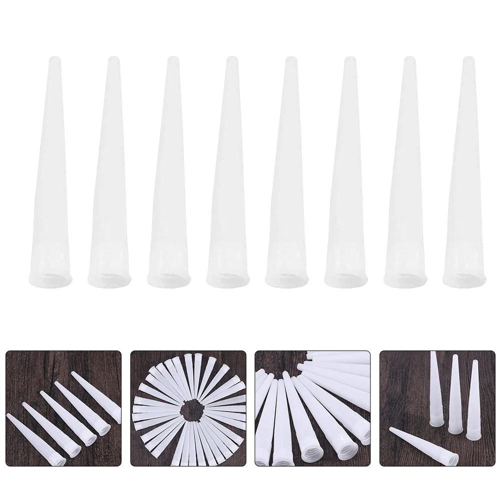 

100pcs Caulking Tools Plastic Nozzle Tips For Sealants With Cover Prevent Clogging Sausage Caulking Extender Finishing