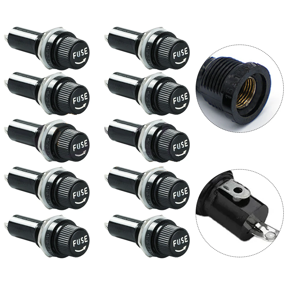 10pcs Fuse Holders 5x20mm Insurance Tube Socket Fuse Holder Glass Fuses 10A 250V For Insurance Panel Mount
