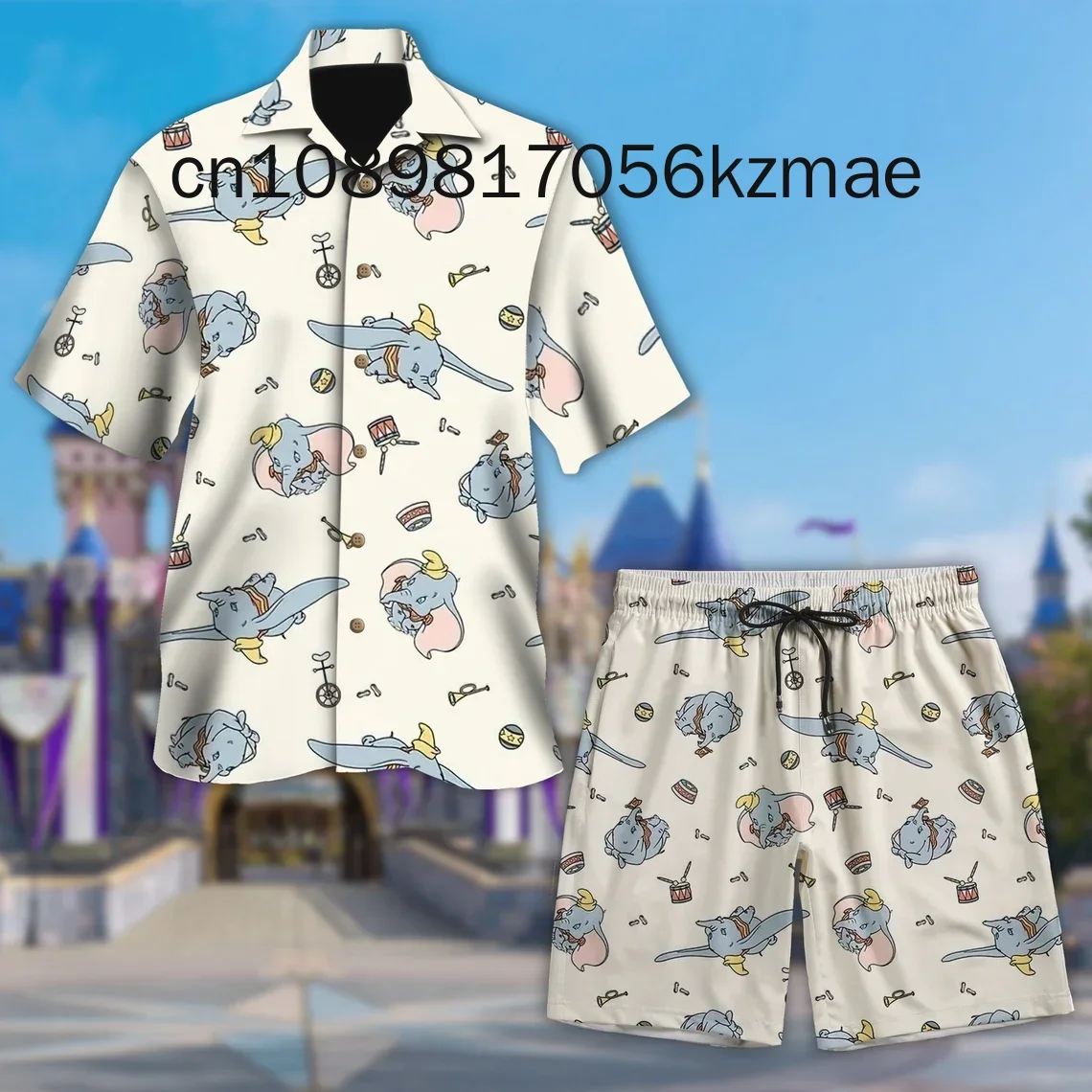 2024 New Bambi Hawaii Shirt Shorts Set Casual Beach Vacation Short Sleeve Set Disney Beach Shorts Retro Button Shirt