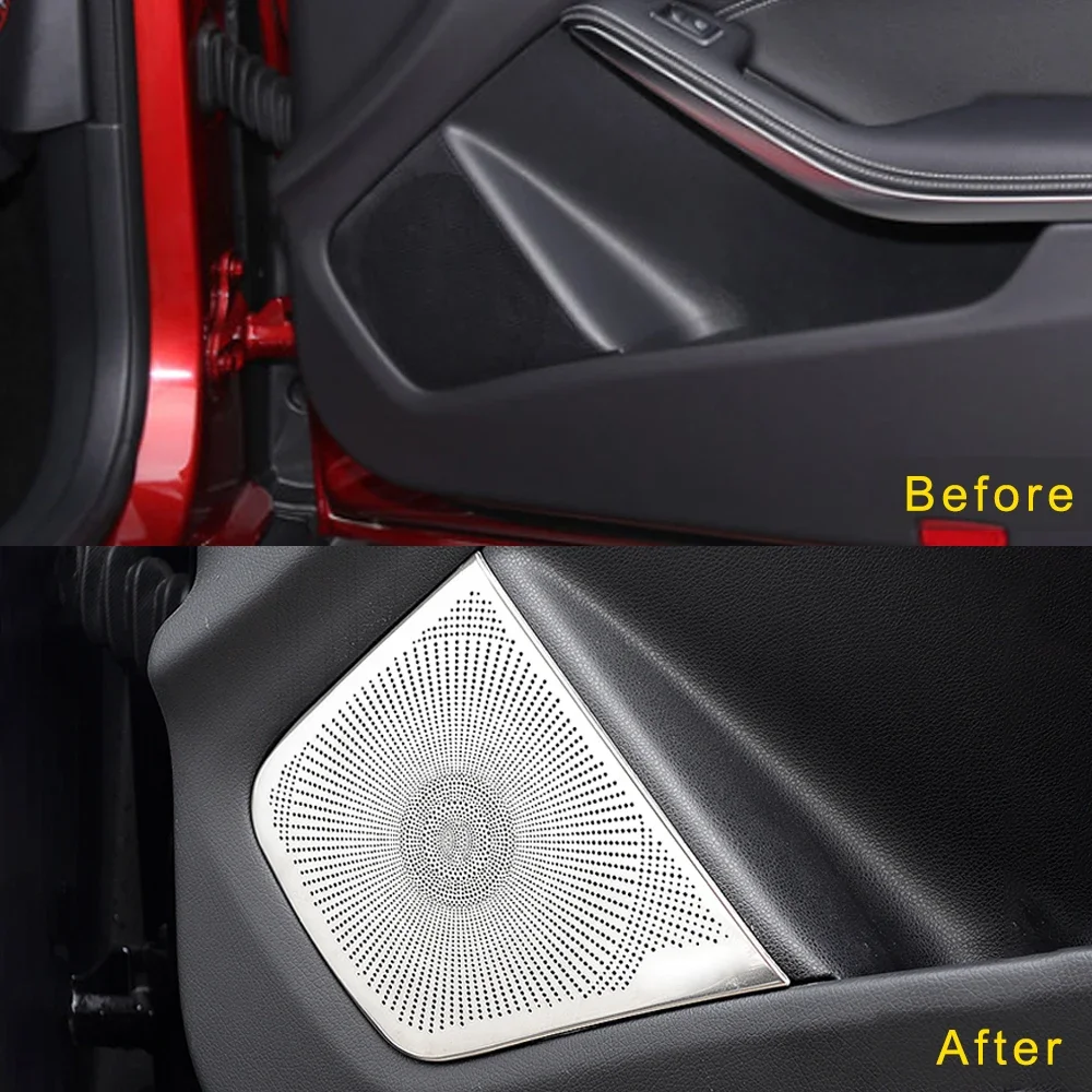 For Mercedes-Benz CLA Coupe C117 2013-2018 Stainless Car Door Loudspeaker Pad Speaker Cover Trim Frame Sticker Molding Accessory