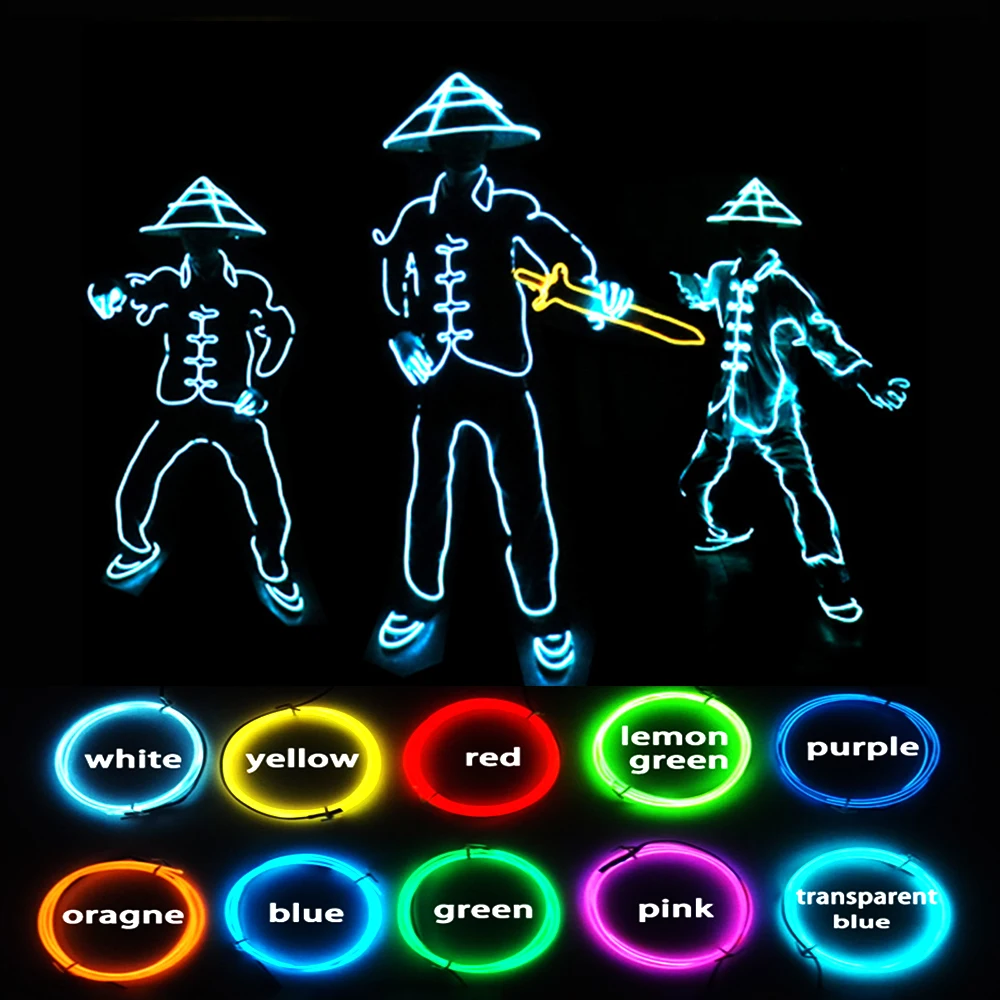 

LED light up DIY EL wire costumes chinese kungfu man Luminous Performance Dress glowing in the dark stage performance props