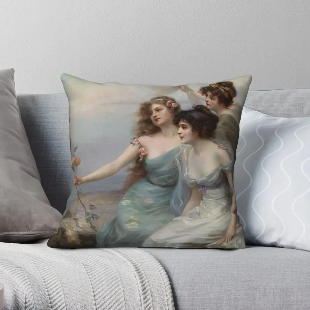 

The Three Graces Edouard Bisson Square Pillowcase Polyester Printed Zip Decor Pillow Case Bed Cushion Case 45x45