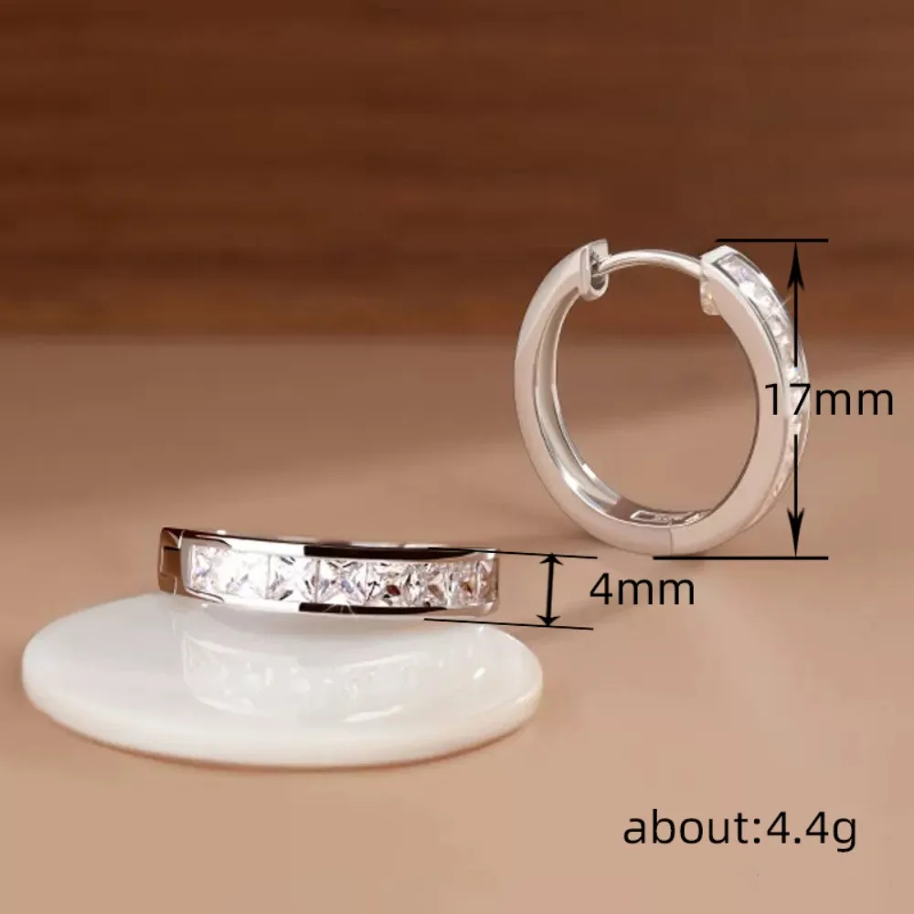 Luxury Simple High Quality Stainless Steel 5A Zircon Hoop Earrings for Women Classic Fashion Versatile Commuting Jewelry Gifts
