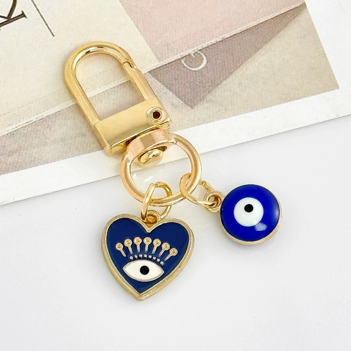 Brilliant diamond set blue eyes devil's eyes tassel key chain Türkiye style accessories bag pendant