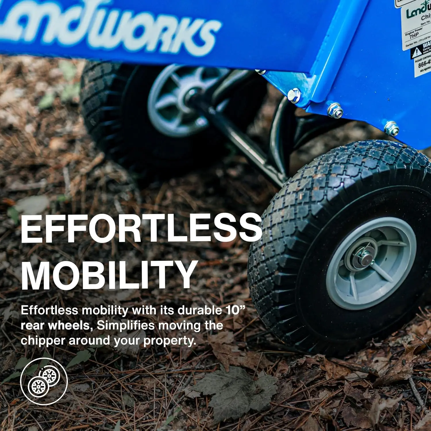 Mulcher triturador de madeira, resistente, alimentado por gás de 7 HP, conjunto de rotor compacto, capacidade máxima de 3 polegadas