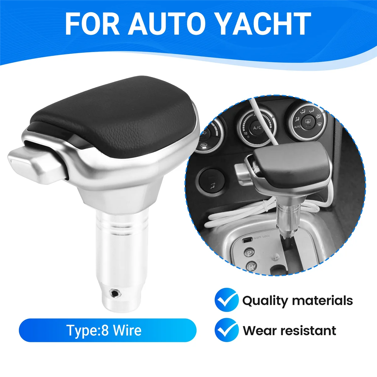 1 قطعة الجلد الأسود سيارة التحول رئيس التحول كرة اليد عبر الحدود والعتاد تعديل الملحقات لنيسان السيارات يخت (8 سلك) -T45C #4