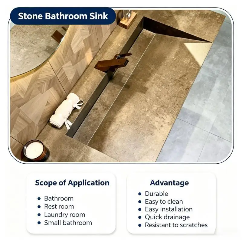 Any Size Custom Medieval Style Marble Sink Bathroom Vanity Waterproof Scratch Resistant Easy Clean Integrated Washbasin For Home