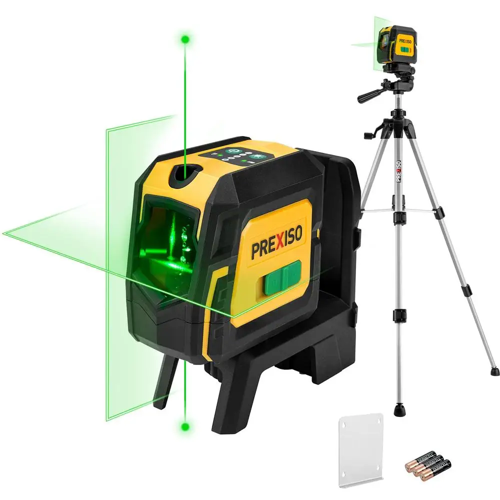 Green Laser Level with Tripod & Plumb Dots 100Ft Self Leveling Cross Line Alignment TPE Shock-resistant Universal Builder Tool