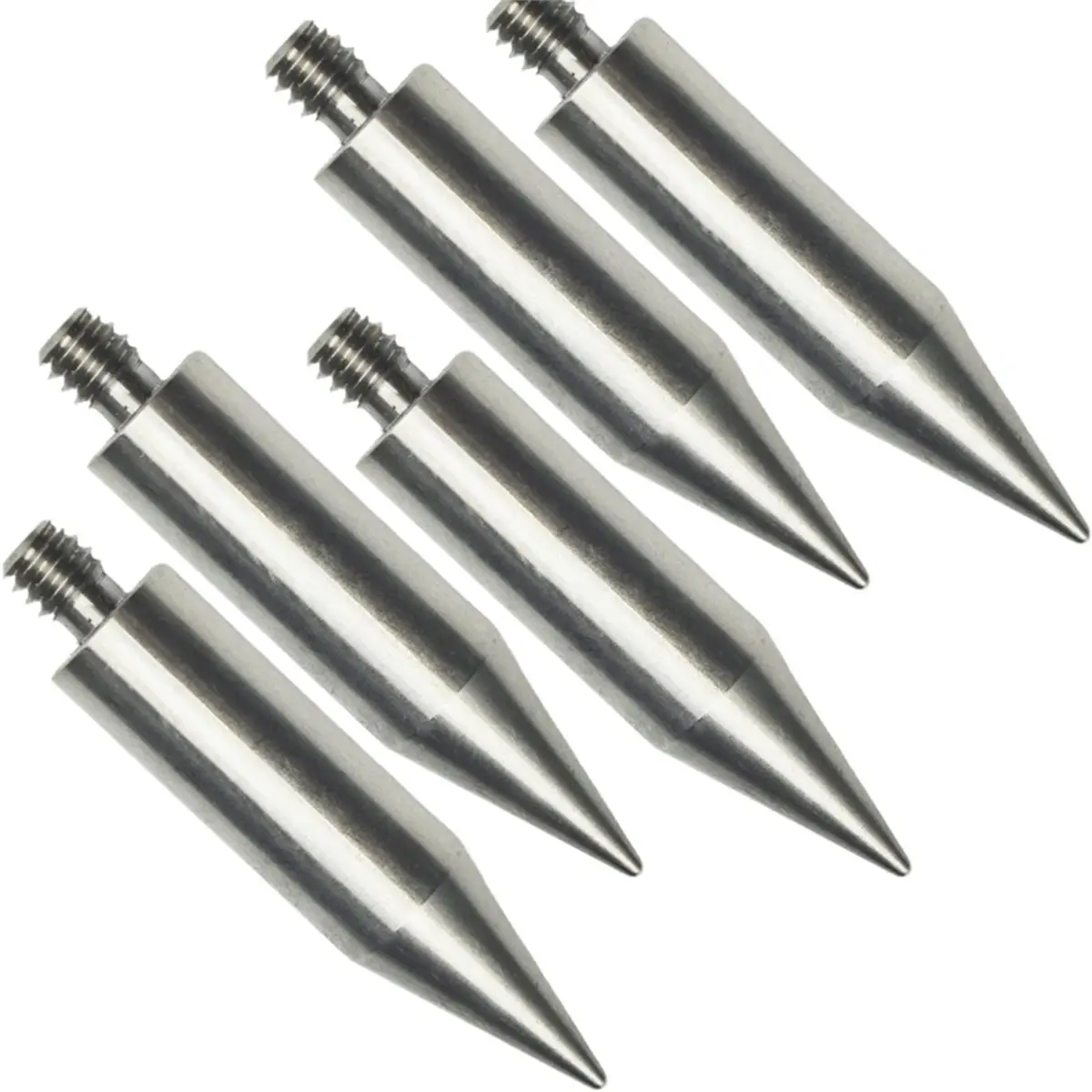 DT38 10PCS High Quality Mini Pole Point Tip 50MM Length for Mini Prism 1/4 Thread Stainless Steel D12MM