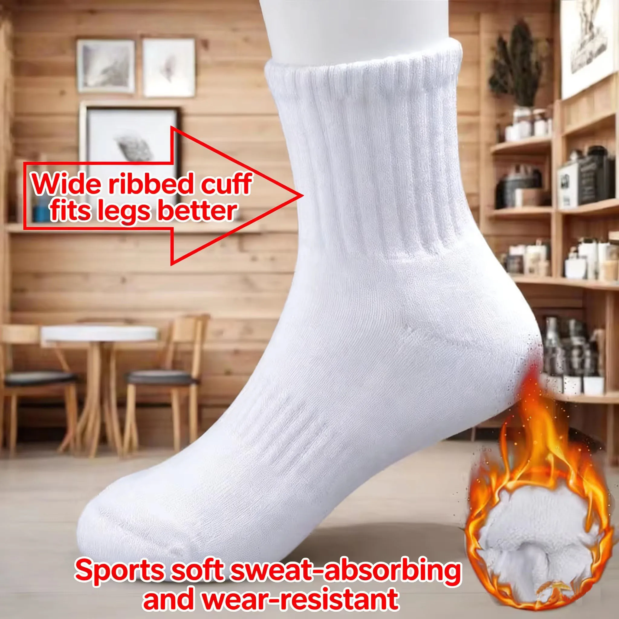 5 Pairs of Thick Cotton Midsole with Added Fleece, anti Odor and Sweat absorbing Sports Men's Socks, Basketball Socks