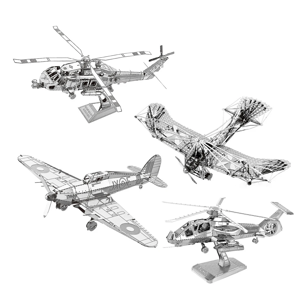 3D Metal Puzzle aircraft Helicopter UFO Fighter J20 model KITS Assemble Jigsaw DIY Puzzle Christmas Gift Toys For Adult