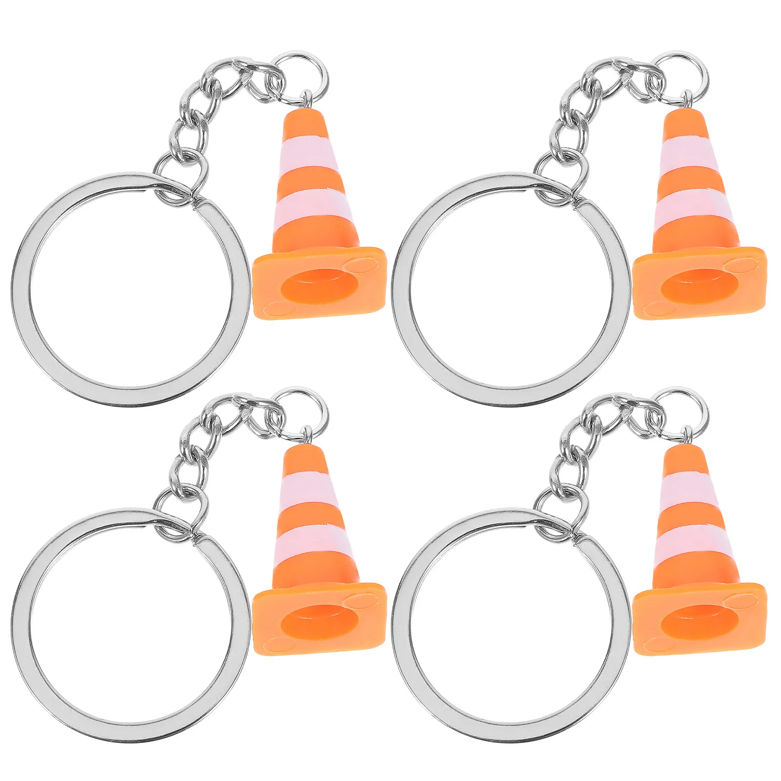 4Pcs Mini Traffic Cone Keychain Charms Safety Inspired Kawaii Pendant Key Ring for Bag Backpack Handbag Car Keys