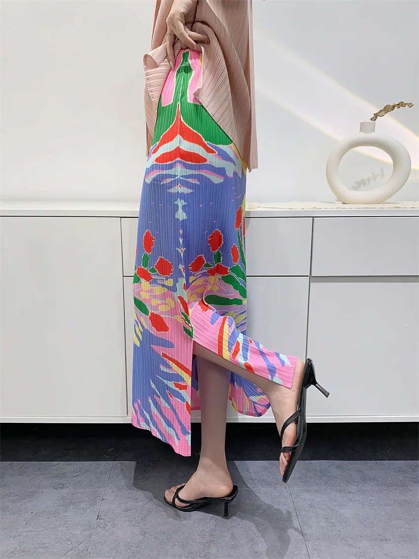 Imagem -04 - Miyake-saia Plissada Estampada Feminina Cintura Alta tipo a Elegante Casual Versátil Primavera e Verão 2023