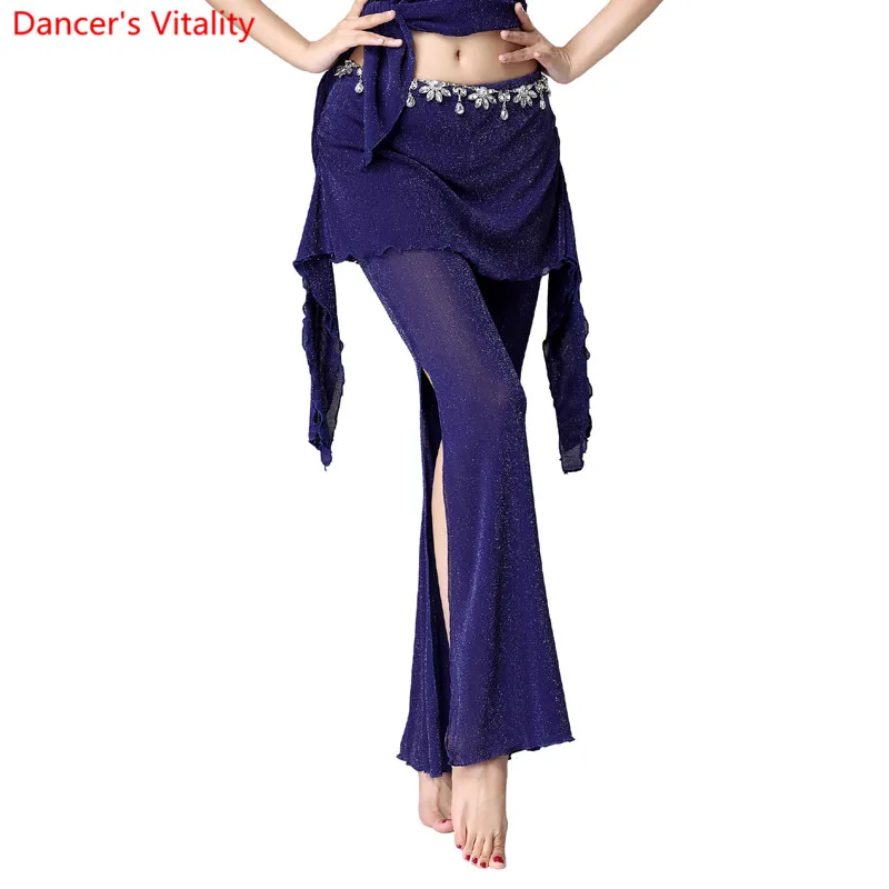 Performance Belly Dance Costume Mesh pants-sides Slits Sexy pants Oriental Women Belly Dance Skirt Female Dance pants