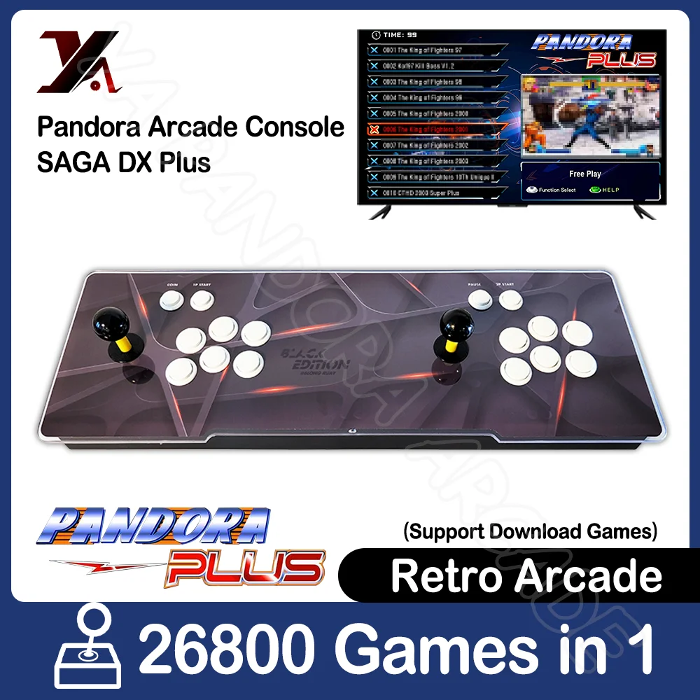 Pandora-DX Plus Box Retro Arcade Game Machine, Joystick pour touristes, lèvent lumineux LED, Console, Convient pour jouer en famille, Dernier, 26800 en 1