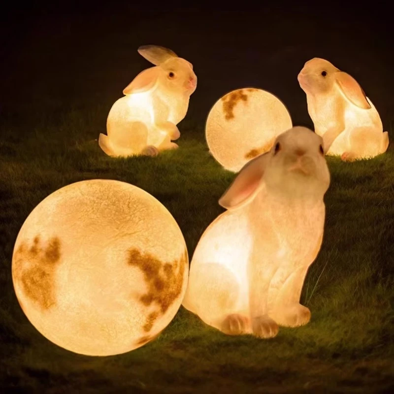 

Rabbit Animals Lighting Display Luxury Modern Designer Universal Xenomorph Outdoor Light Creative Luce Giardino Home Decoration
