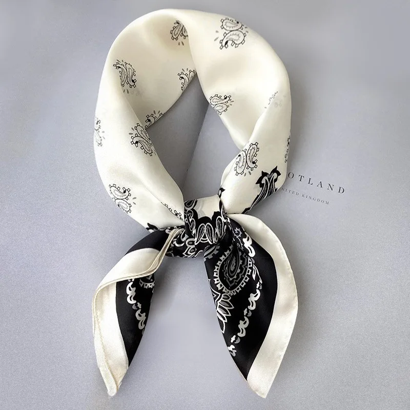 Luxury Printing Silk Square Scarf Women Neck Hair Tie Band Beach Hijab Kerchief Head Headbands Bandana Female Foulard 70cm