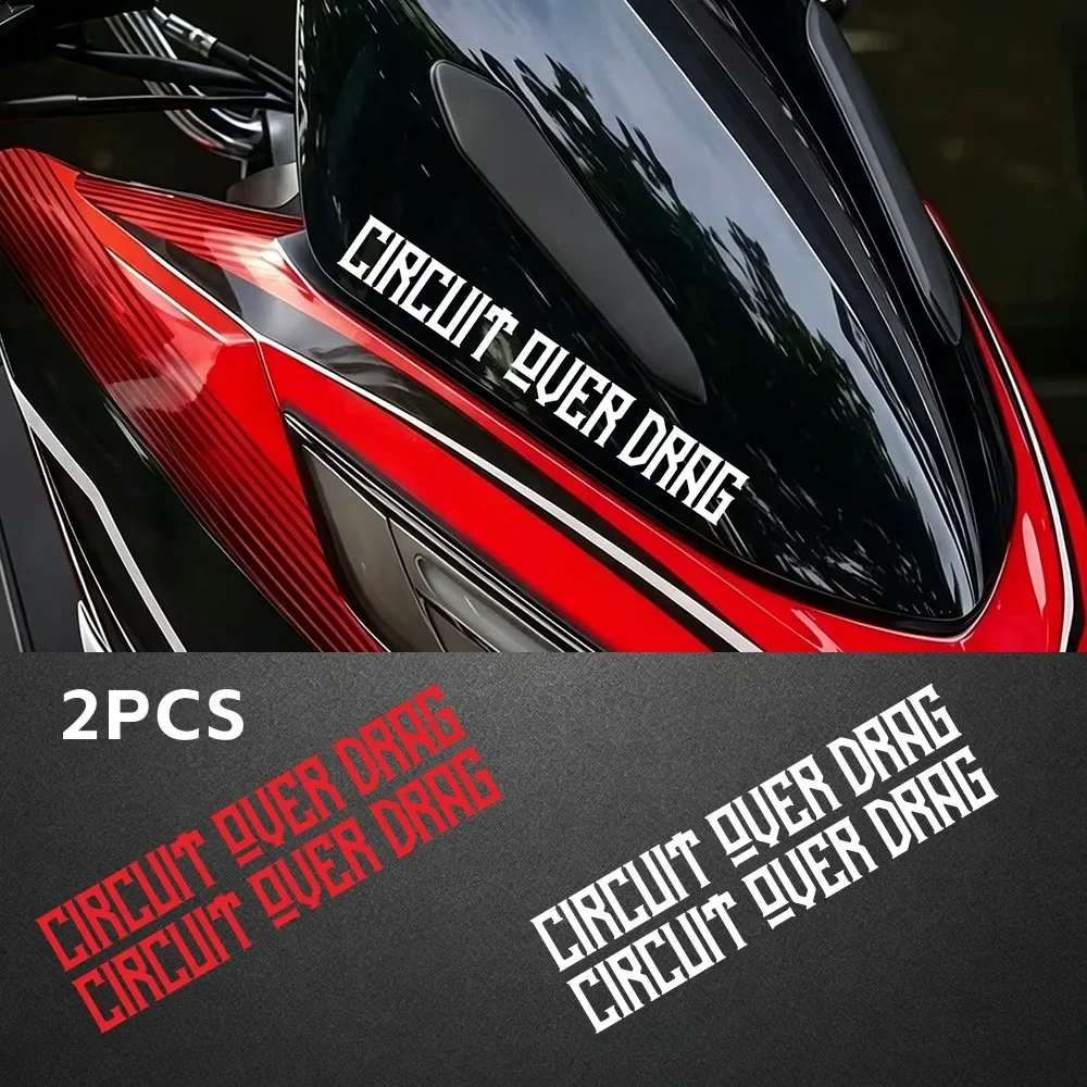 Drag Racing Circuit Sticker 2PCS 18x2.3cm Racing Text Vinyl Decal Waterproof UV Resistant Removable Helmet Car Body Decor