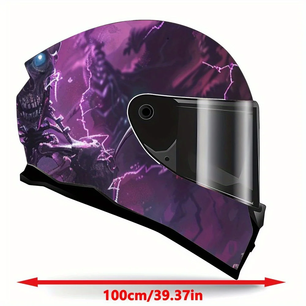 الأرجواني البرق Nether الهيكل العظمي PVC دراجة نارية خوذة الفينيل التفاف، ذاتية اللصق ملصق مقاوم للماء، المضادة للخدش الزخرفية Fil