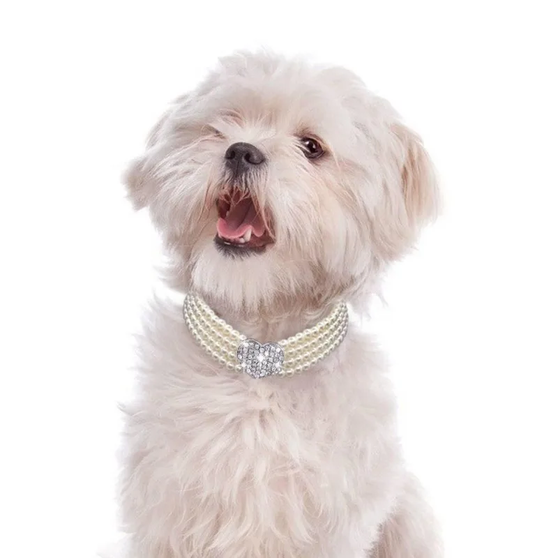 Pet Collar Puppy Cat Small Dog Jewelry Necklace Party Pearl Collar Pet Accessories  ошейник для собак