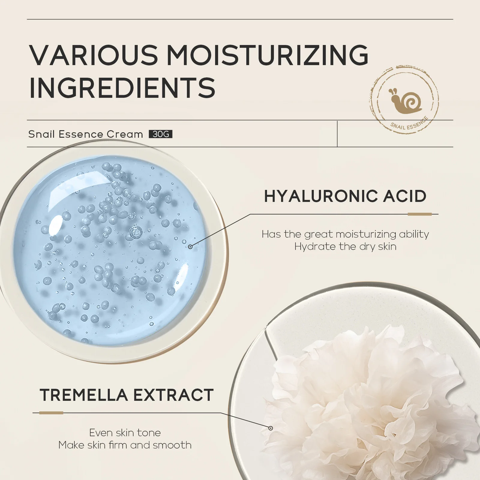 Slak Gezichtscrème Schoonheidsproducten Anti-aging Essentie Facial Rimpels Remover Huidverzorging Moisturizer 30g Slak Voedende Crème