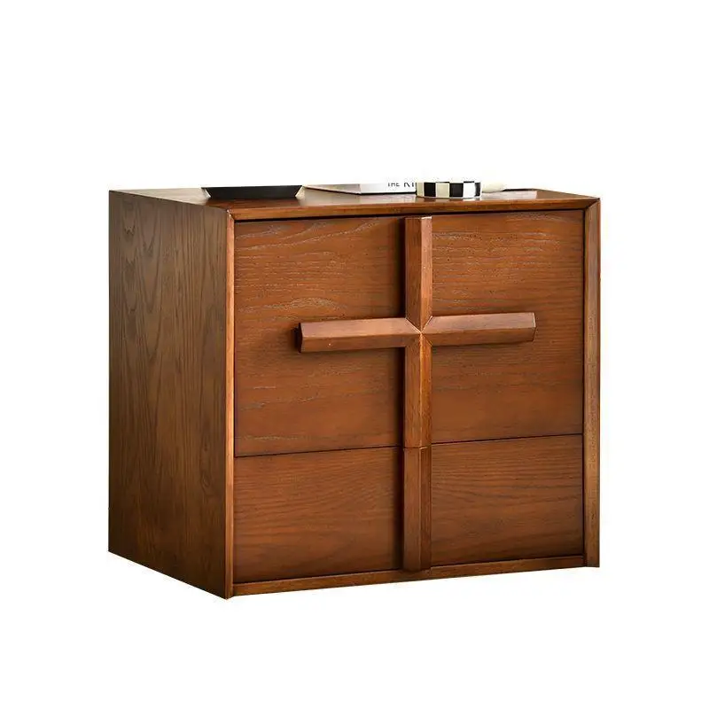 medieval solid wood chest, bedroom storage, simple and modern bedside rack