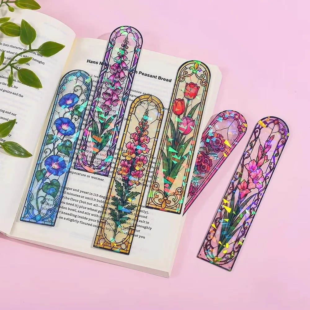Elegant European Style Acrylic Bookmark Color Window Transparent Laser Bookmark Artistic Light Luxury Reading Mark For Readers