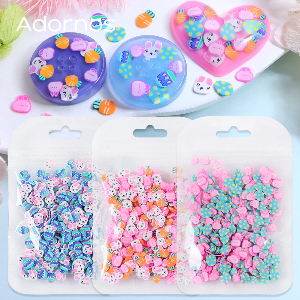 10 g/bag Easter Day Polymer Clay Slices Epoxy Resin Silicone Mold Filling Cute Bunny Carrot Eggs DIY Pendant Crafts Accessories