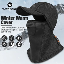 WEST BIKING Winter Sport Cycling Cap Bike Full Face Cover Neck Warmer Men Women Scarf Ski Bicycle Motocycle Fleece Hat With Brim