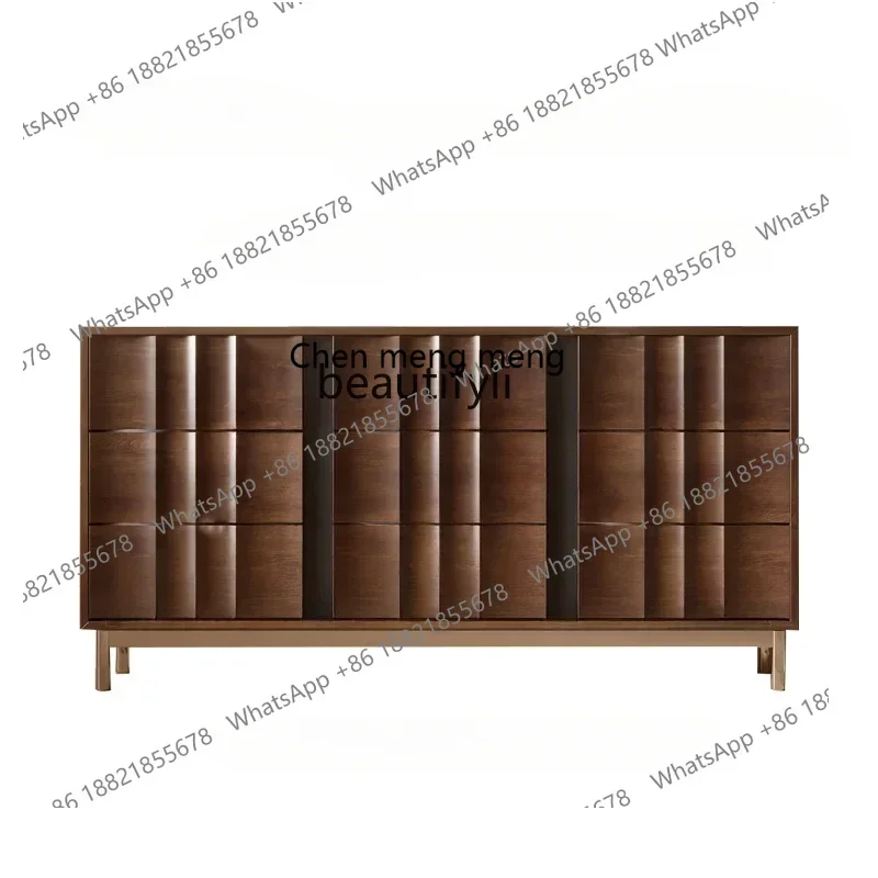 G153 S Nordic contrasting color TV cabinet Walnut color TV cabinet Solid wood wall chest cabinet can be customized