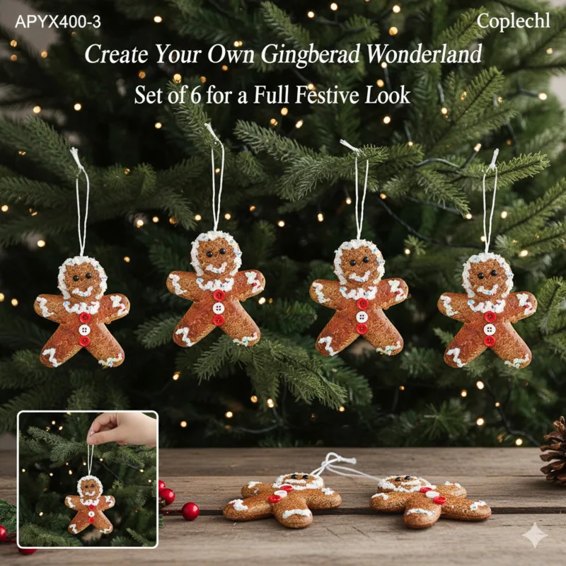 

Foam Gingerbread Man Hanging Ornament For Christmas Tree Cute Holiday Decoration For Home Festive Background Winter Party Setup