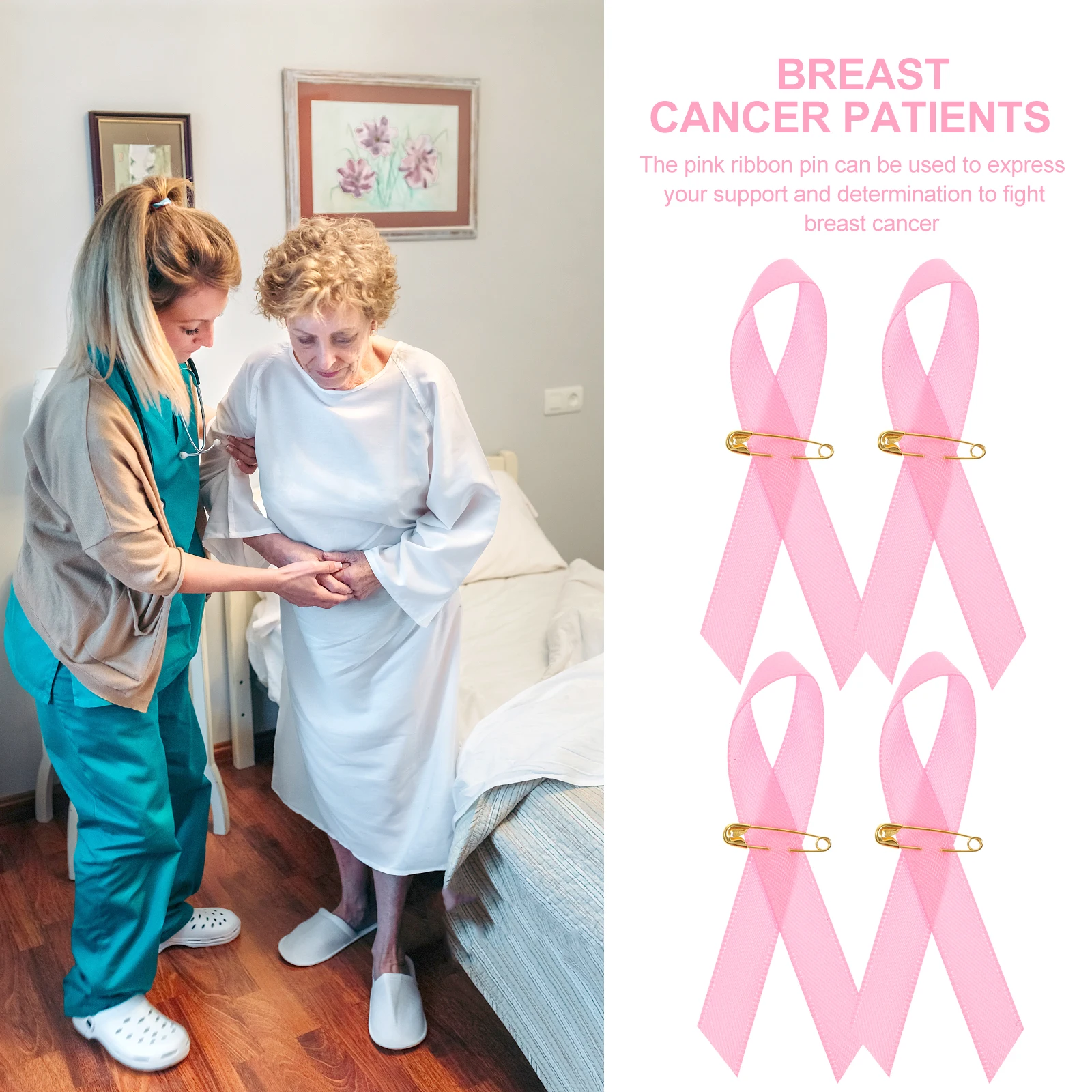 

200 Pcs Pink Ribbon Breast Cancer Awareness Reusable Fundraising Polyester Accessories for Women Girls