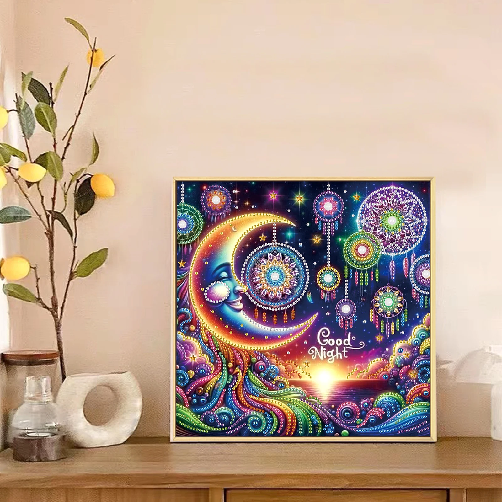 DIY Colorful Moon 5D Special Shape Diamond Art Kits for Beginners,Diamond Art Painting Kits for Home Wall Decoration Gift