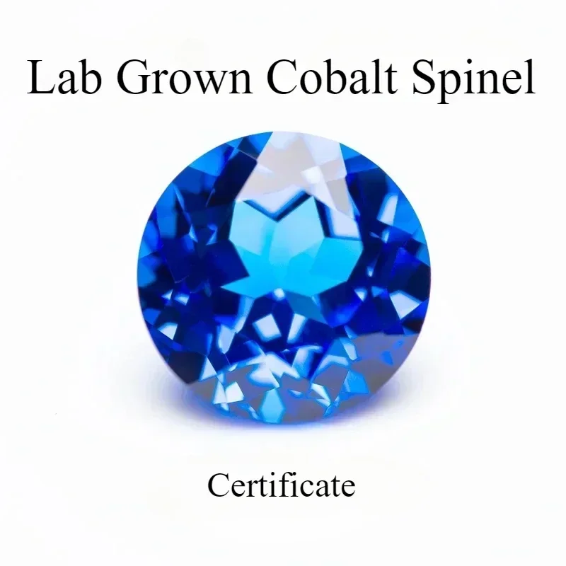 Rund geschliffene, im Labor gezüchtete Kobalt-Spinel-Perlen in der Farbe Blue Demon für DIY-Schmuckherstellung, Anhängermaterial, wählbar. – Detail 1