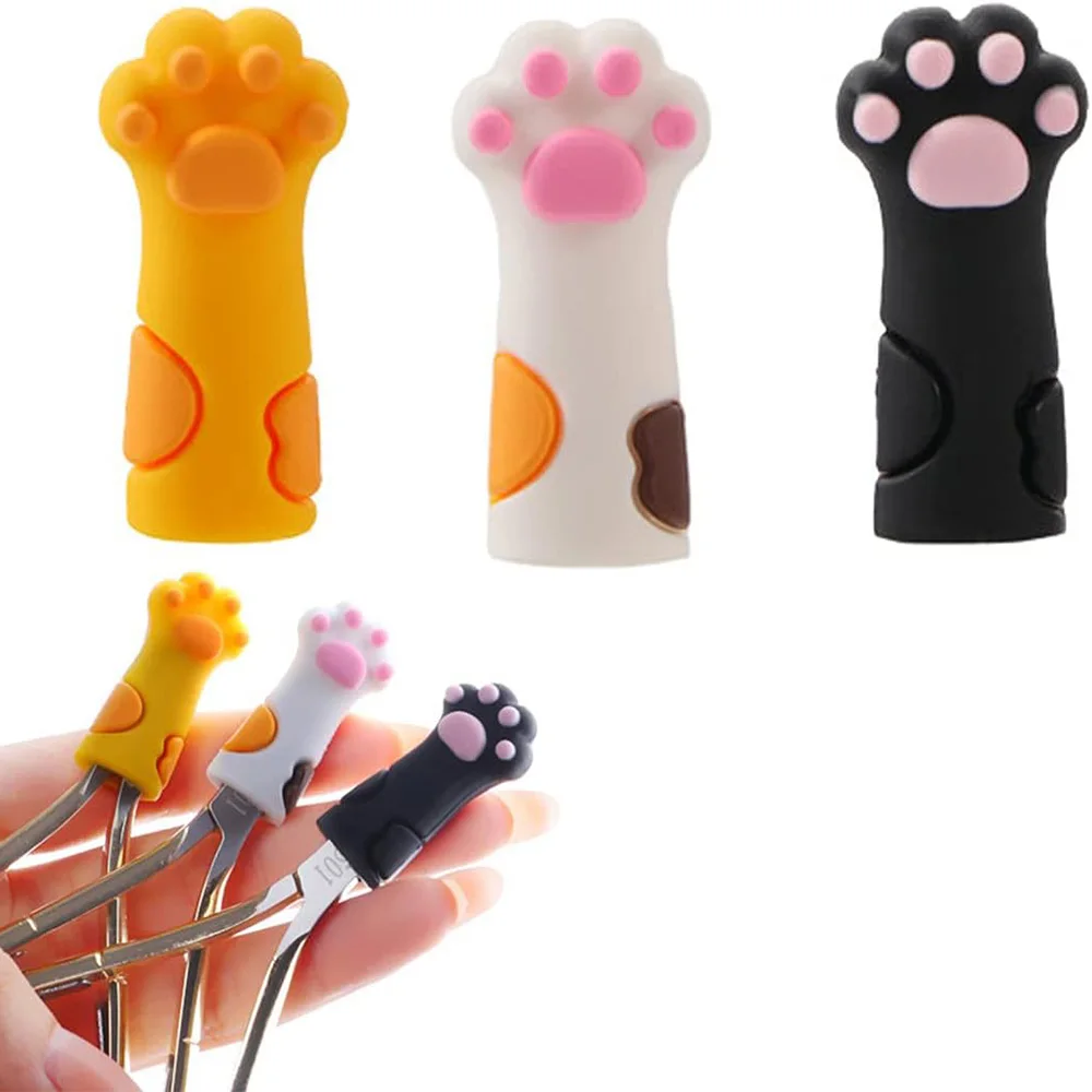 1/3/6 Stück Niedliche Katzenpfoten-Silikonhülle Schutzhülle für Nagelhautschere Maniküre-Pediküre-Werkzeuge Hornhaut-Pinzette – Detail 5