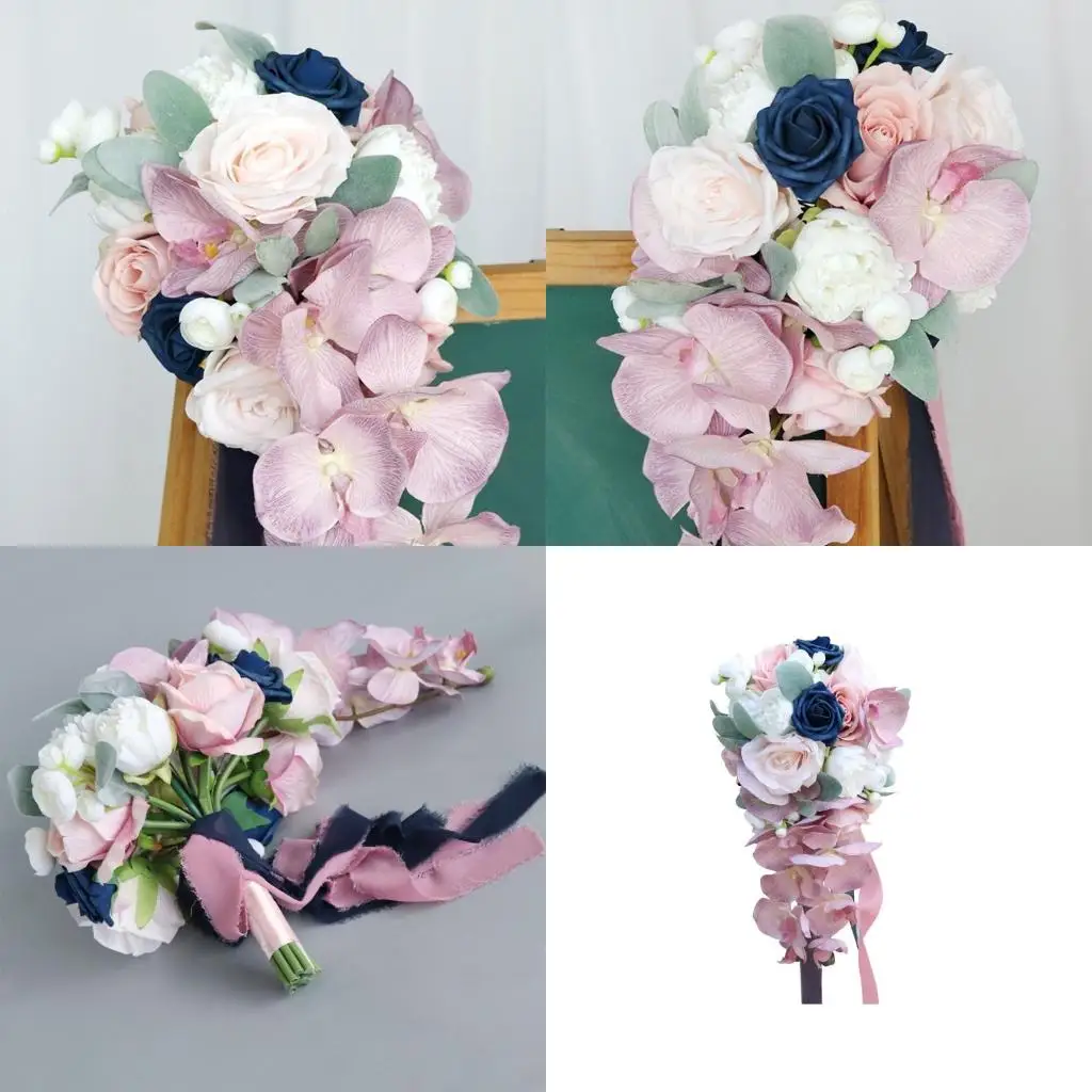 

Винтажный букет цветов, искусственная капля воды, розовые искусственные цветы, украшение для свадебной церемонии, помолвки,