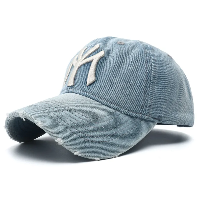 Casquette de Baseball en Denim Délavé et Brodé pour Homme, Marque de Luxe, Haute Qualité, Noir, Vintage, Y2k, Chapeaux de Papa, Nouvelle Collection