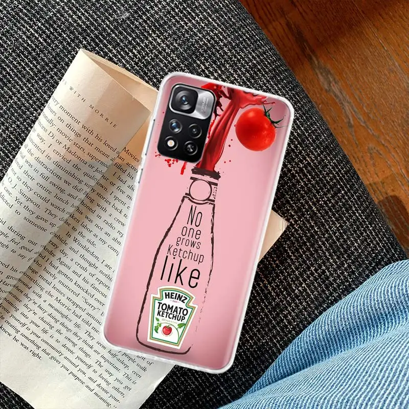 Cute Ins Heinz Tomato Ketchup Mustard Phone Case For Xiaomi X3 X4 F4 GT NFC X5 X6 Pro 5G M3 M4 M5 M5S Mi F6 F5 F3 F2 F