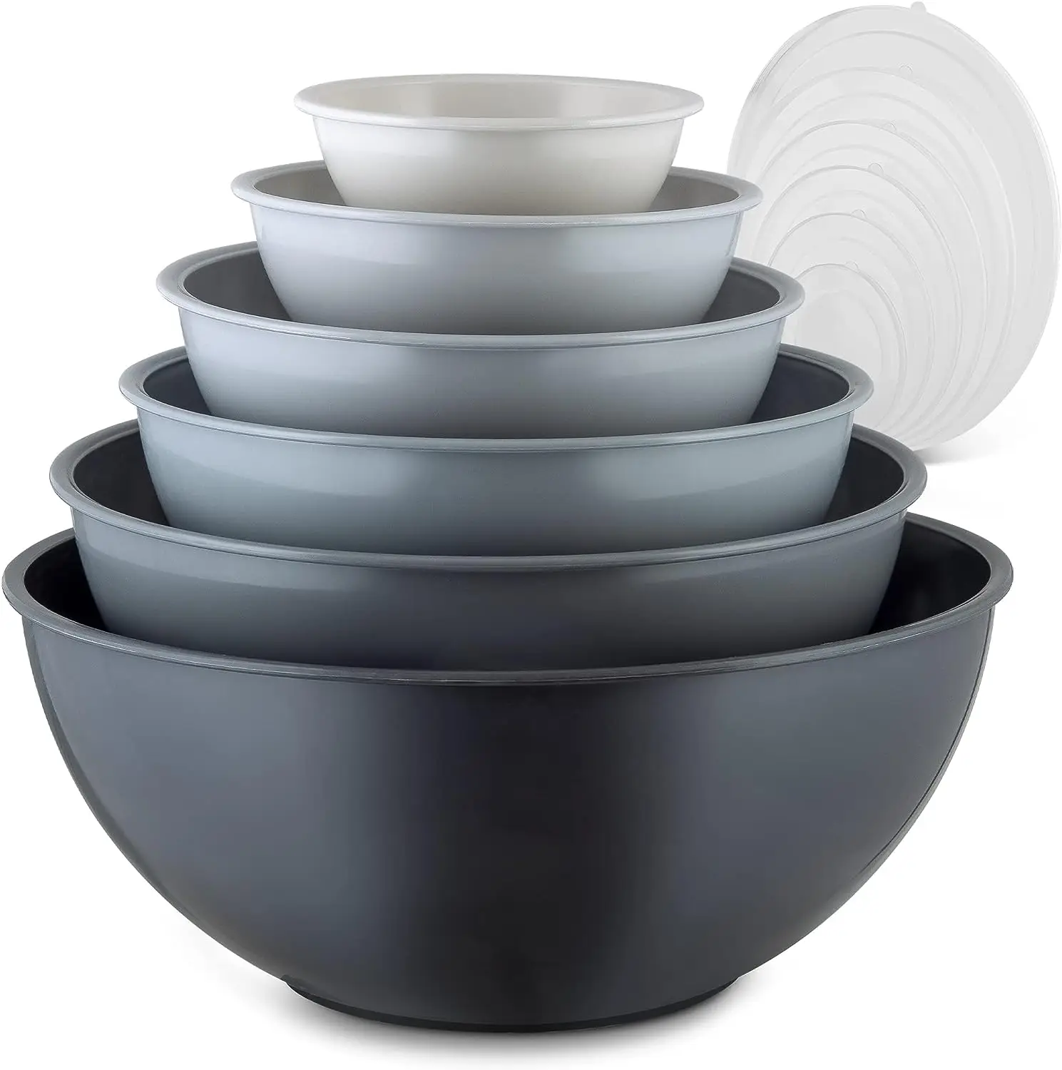 Kitchen 12 Piece Plastic Mixing Bowls with Lids Set - Mixing Bowl Set - Nesting Bowls with Lids Set - Microwave and Freezer Safe