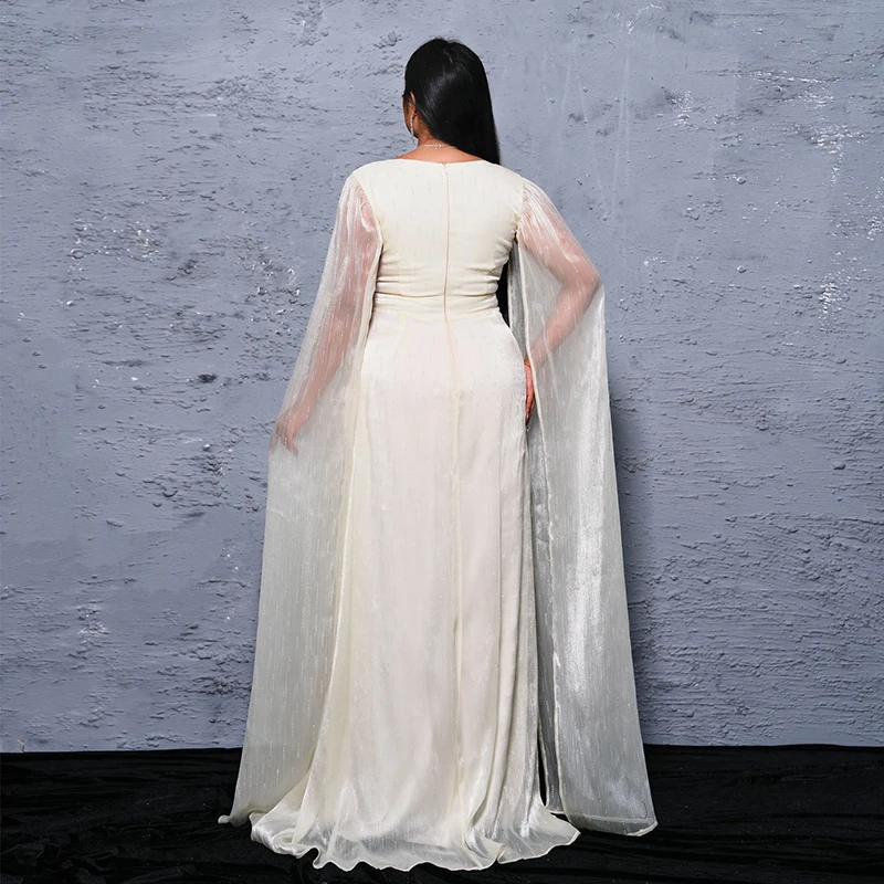 Robe de cocktail taille haute à col en V pour femmes, robes maxi longues élégantes, blanc, occasion formelle de mariage, robe de Rh, soirée, 4XL, 2024