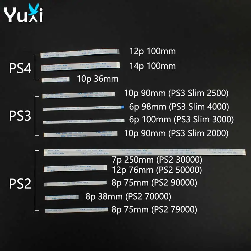 YuXi 10pcs 10/12/14 Pin Ribbon Flex Cable For PS4 Controller Flexible Flat Cable for PS3 Slim for PS2 3W 5W 7W 7W9 9W